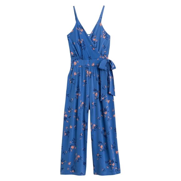 Kaileigh Rica Sleeveless Floral Midi Length Jumpsuit Boho Garden Girl Blue 2X - Picture 6 of 15
